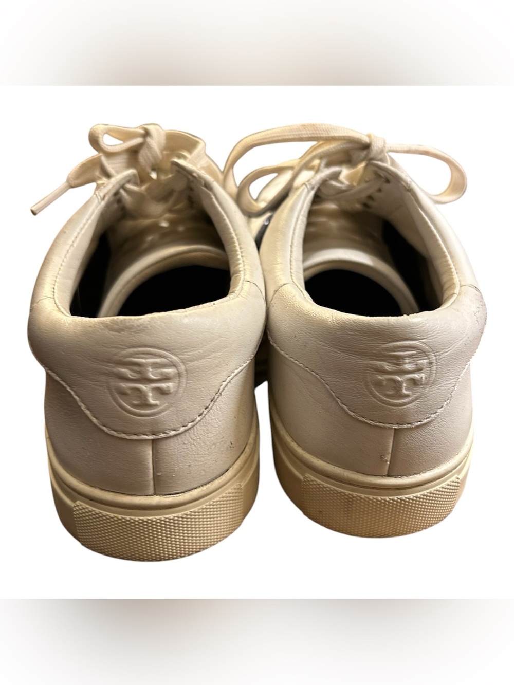 Tory Burch Carter White Leather Blue Glitter Sneakers Size 8M - Picture 5 of 8